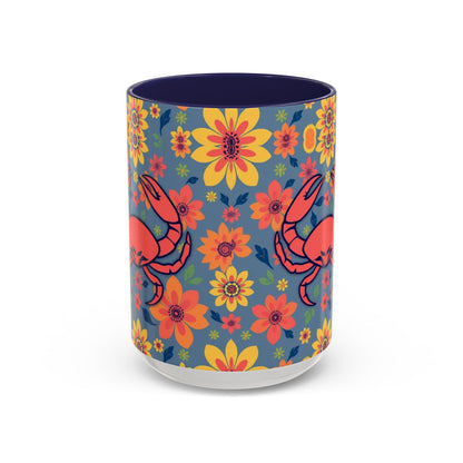 Accent Coffee Mug, Cancer, Zodiac v1, Flower Pattern, (11, 15oz)