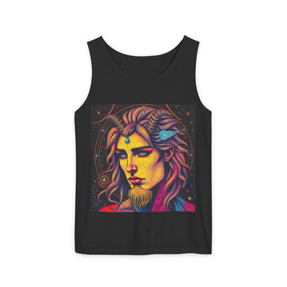 Unisex Garment-Dyed, Tank Top, Aquarius Design, Pop Art v1, 100% Ringspun US cotton