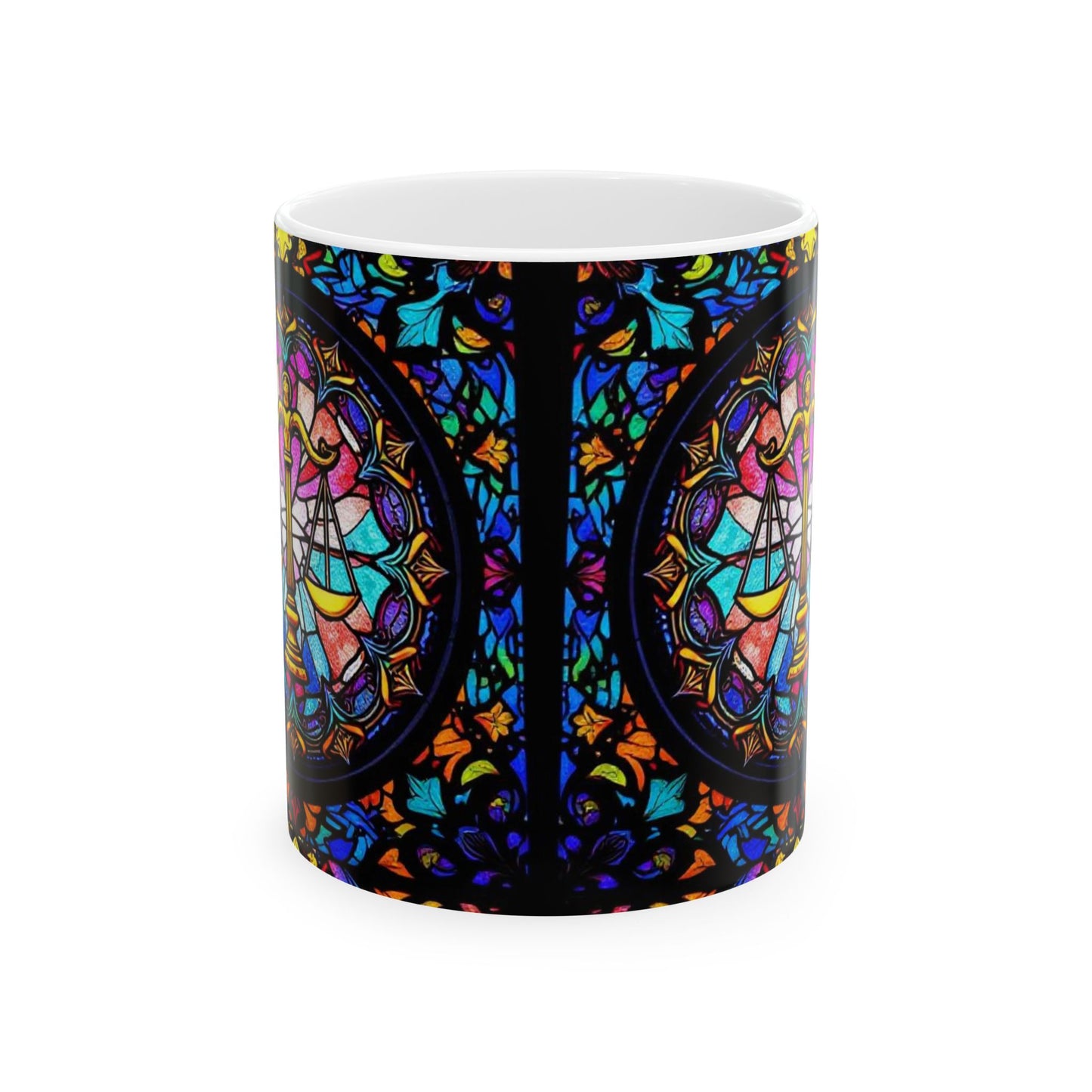 Ceramic Mug, (11oz, 15oz), Ceramic Coffee Mug, AOP, Glass Design, Libra Zodiac