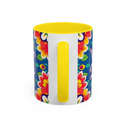 Accent Coffee Mug, Virgo, Zodiac v3. Flower Pattern, (11, 15oz)