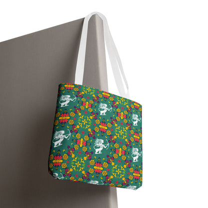 Tote Bag, (AOP), Sagittarius, Zodiac v6, Flower Pattern