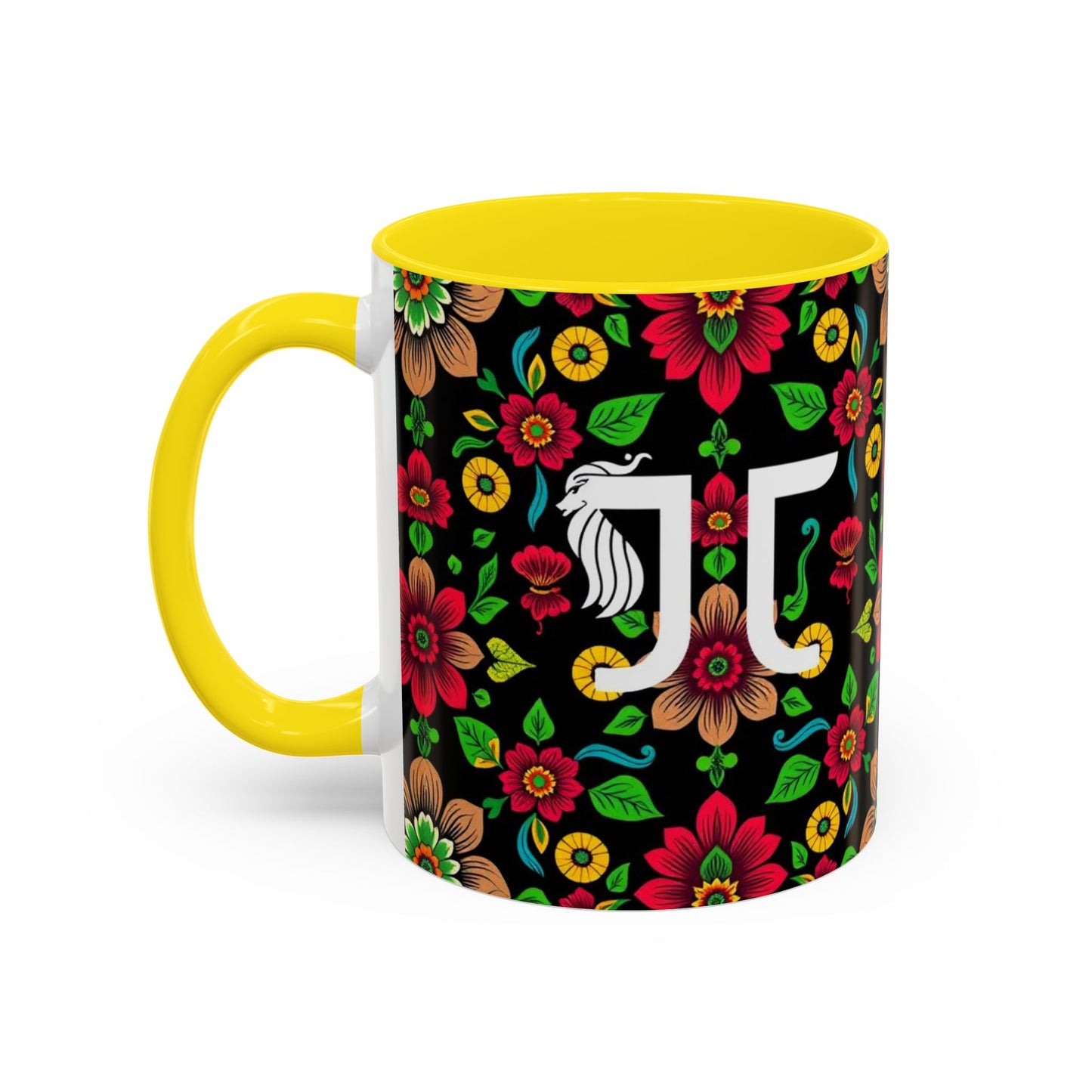 Accent Coffee Mug, Gemini, Zodiac v4, Flower Pattern, (11, 15oz)