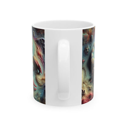 Ceramic Mug, (11oz, 15oz), Ceramic Coffee Mug, Trippy Scorpion, Scorpio Zodiac Design