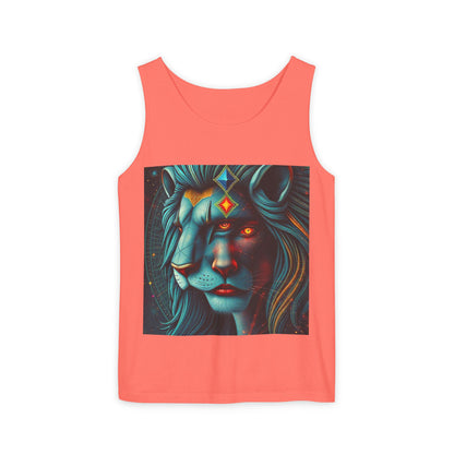 Unisex Garment-Dyed, Tank Top, Leo, Pop Art, 100% US cotton