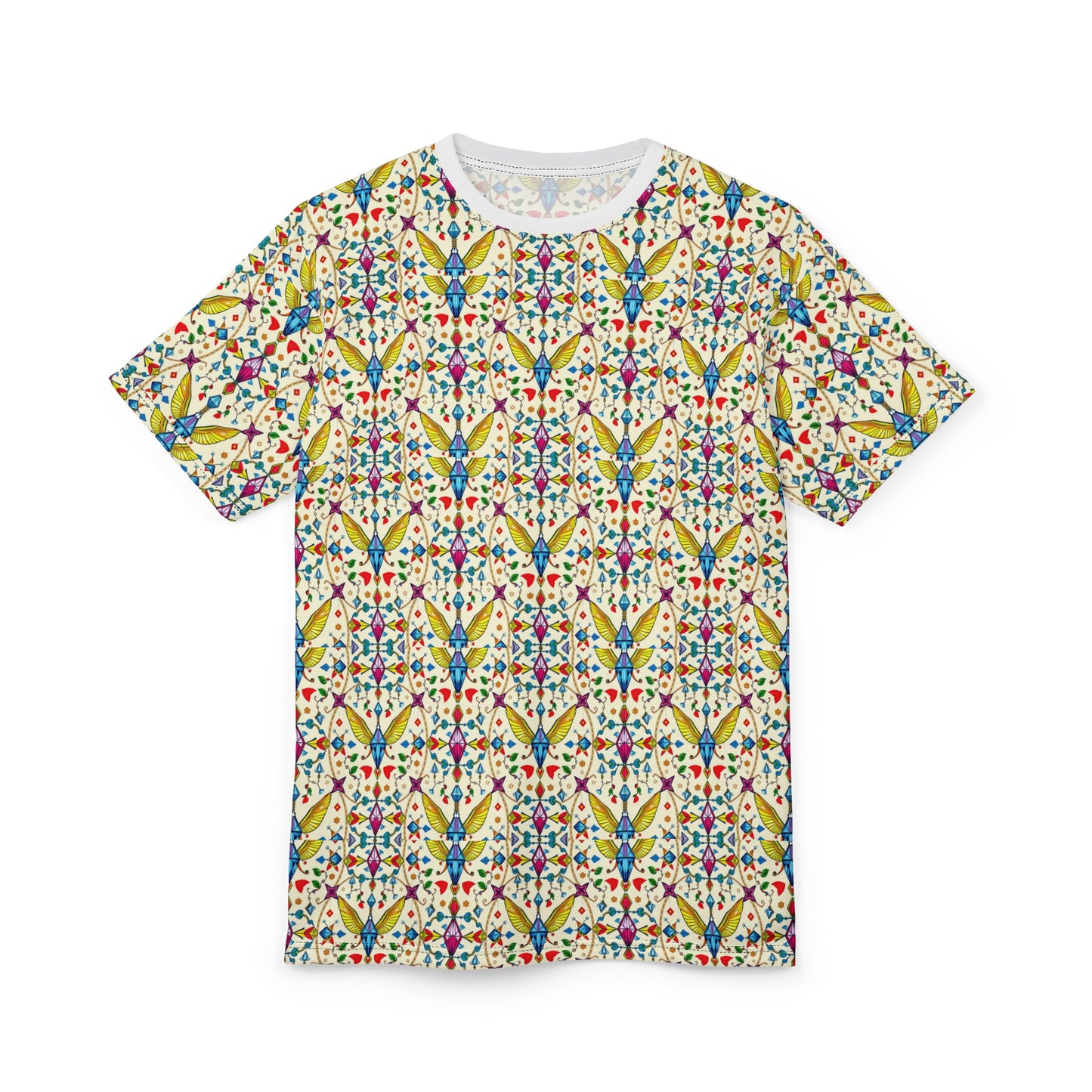 Unisex Cut & Sew T-Shirt, (AOP), Sagittarius, Zodiac v4, Jewels Pattern