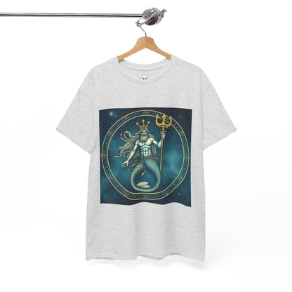 Unisex Heavy Cotton T-Shirt, Aquarius God 6v, Zodiac Design