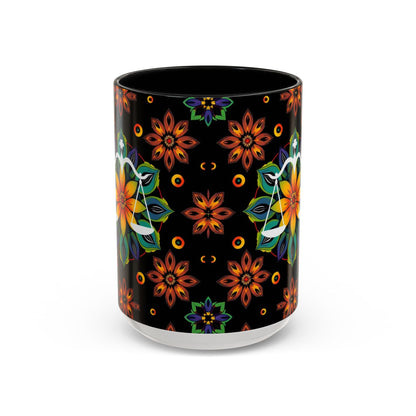 Accent Coffee Mug, Libra, Zodiac v4, Flower Pattern, (11, 15oz)