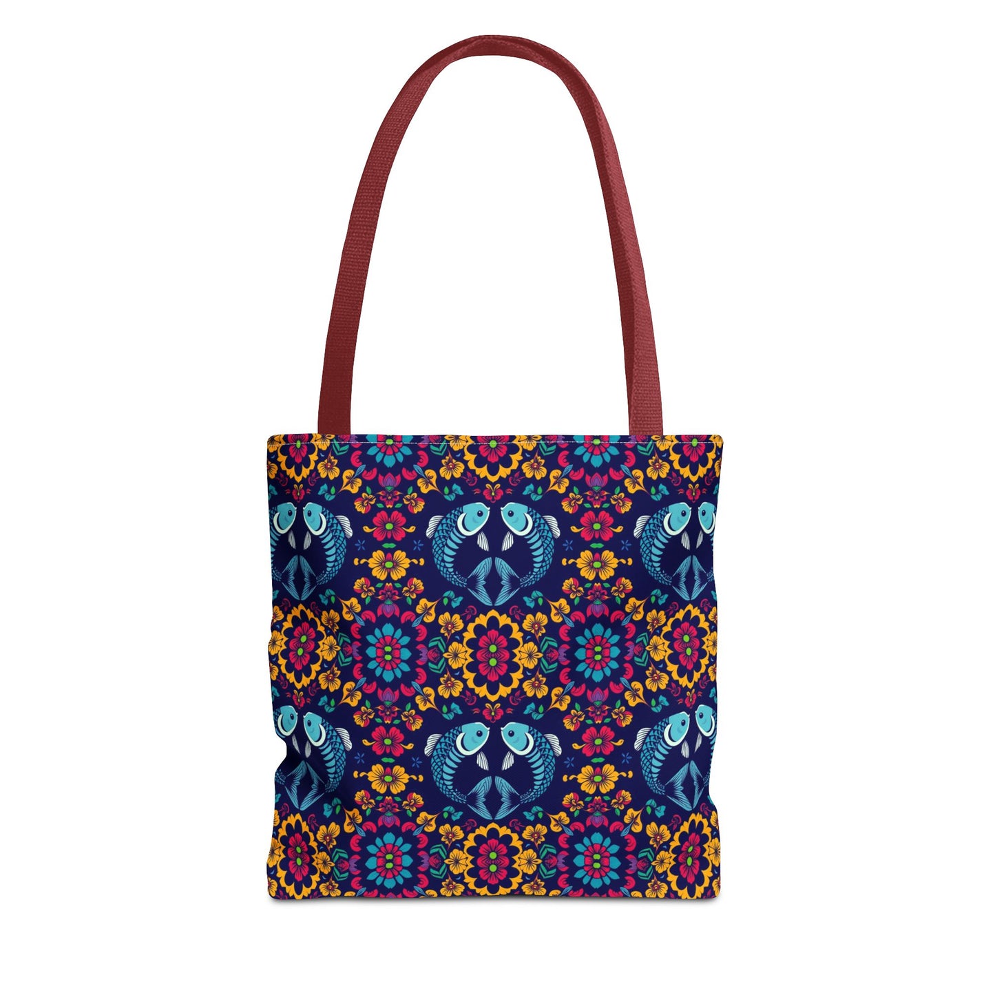 Tote Bag, (AOP), Pisces, Zodiac v3, Flower Pattern