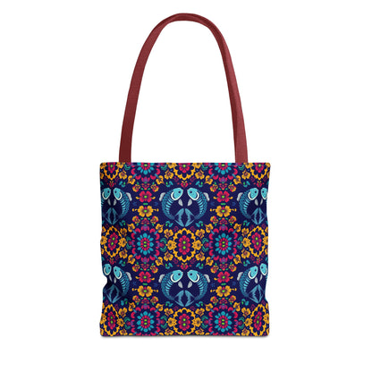 Tote Bag, (AOP), Pisces, Zodiac v3, Flower Pattern
