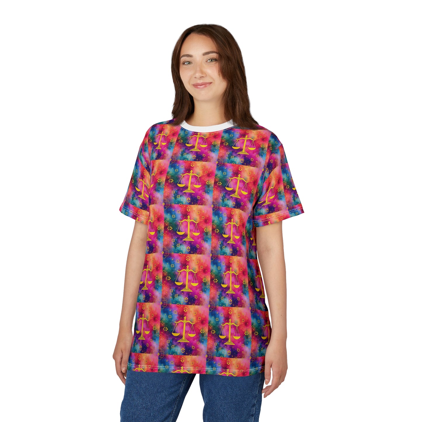 Unisex Cut & Sew T-Shirt, AOP, Libra, Zodiac, Pattern