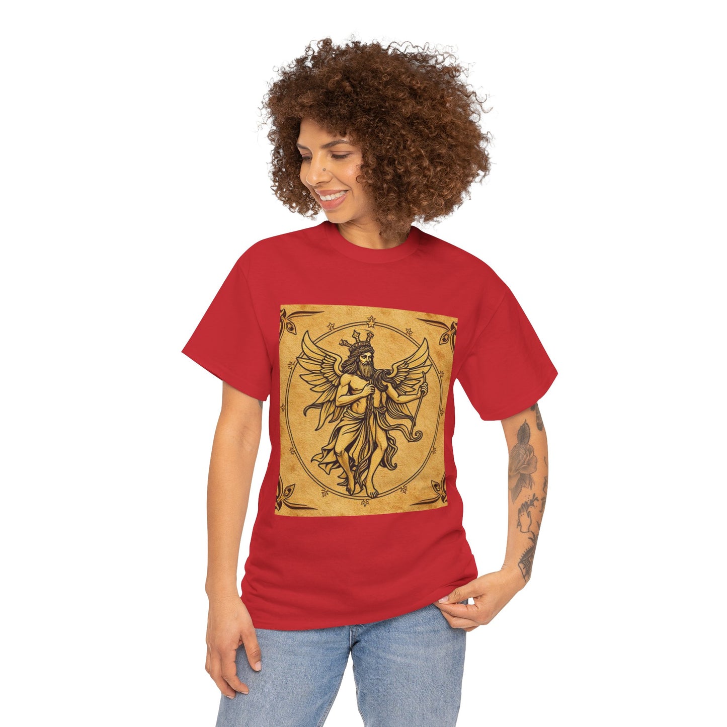 Unisex Heavy Cotton T-Shirt, Pencil Art v1, Gemini Zodiac Design