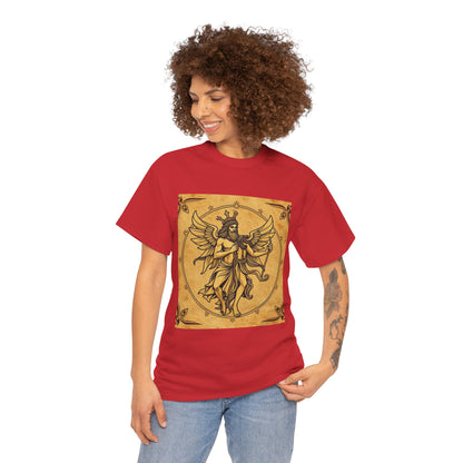 Unisex Heavy Cotton T-Shirt, Pencil Art v1, Gemini Zodiac Design
