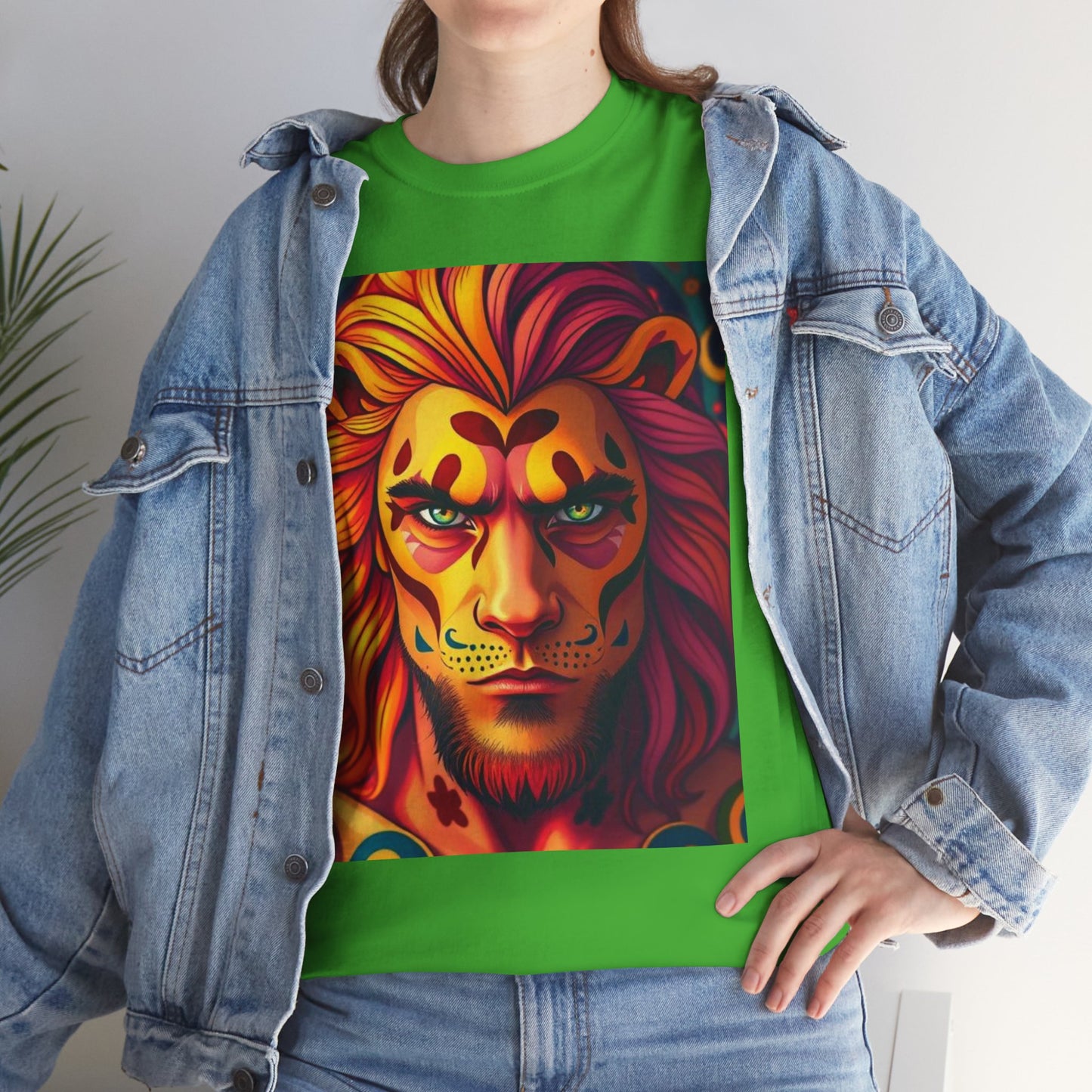 Unisex Heavy Cotton T-Shirt, Leo, Zodiac v2, Sexy Art