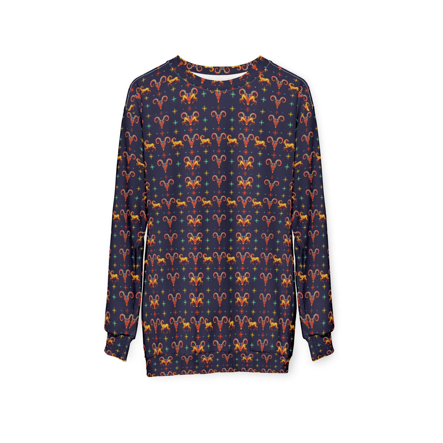 Unisex Sweatshirt (AOP), Aries, Zodiac, Jewel Pattern