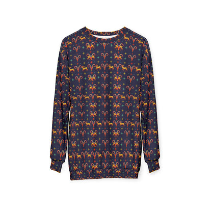 Unisex Sweatshirt (AOP), Aries, Zodiac, Jewel Pattern