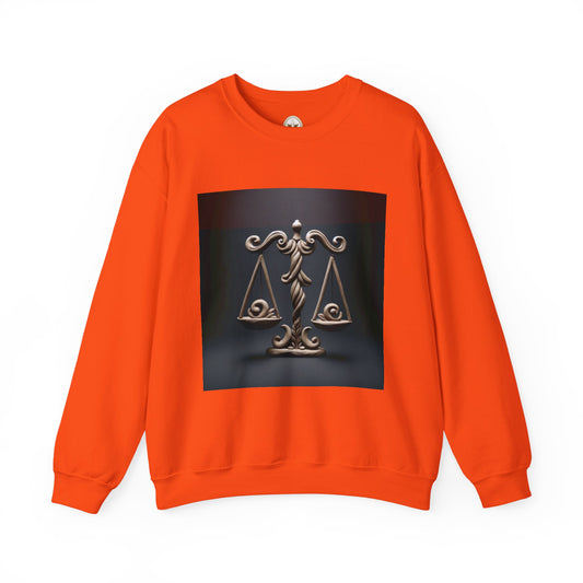 Unisex Heavy Blend™ Crewneck Sweatshirt, Brown Scale, Libra Zodiac Design