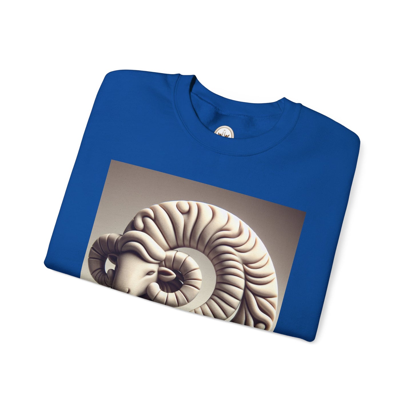 Unisex Heavy Blend™ Crewneck Sweatshirt, Round Statue, Aries Zodiac Design