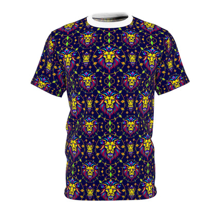 Unisex Cut & Sew T-Shirt, (AOP), Leo, Zodiac v1, Jewels Pattern
