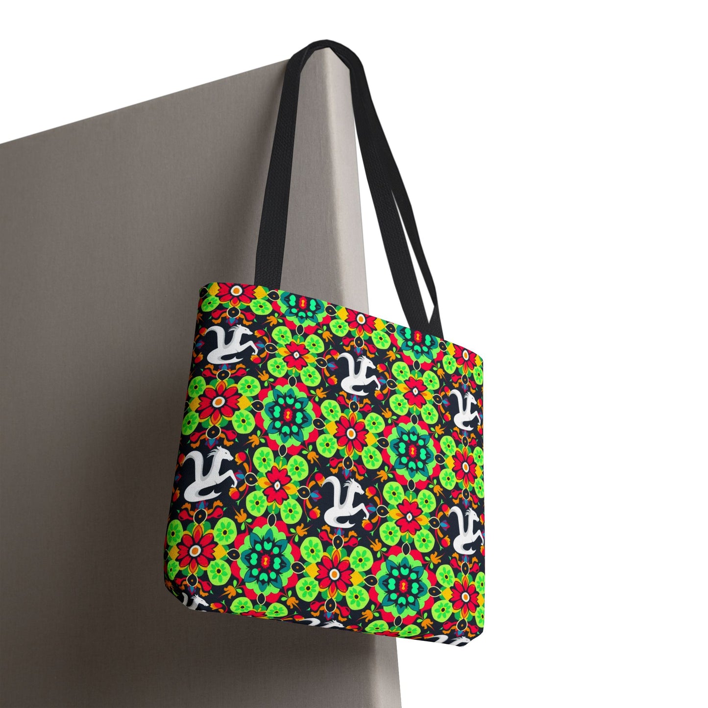 Tote Bag, (AOP), Aquarius, Zodiac v4, Flower Pattern