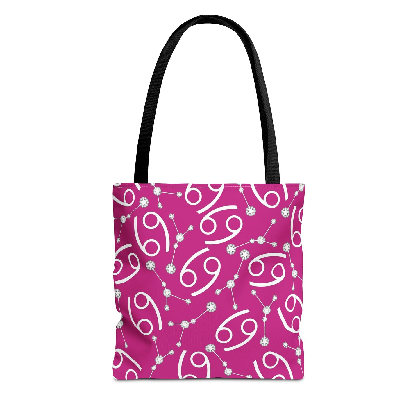 Tote Bag, Cancer Zodiac Sign, AOP, (Pink, White)