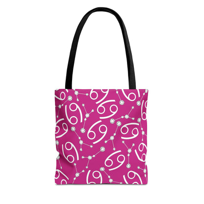 Tote Bag, Cancer Zodiac Sign, AOP, (Pink, White)