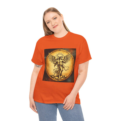 Unisex Heavy Cotton T-Shirt, Angel Twin, Gemini Zodiac Design