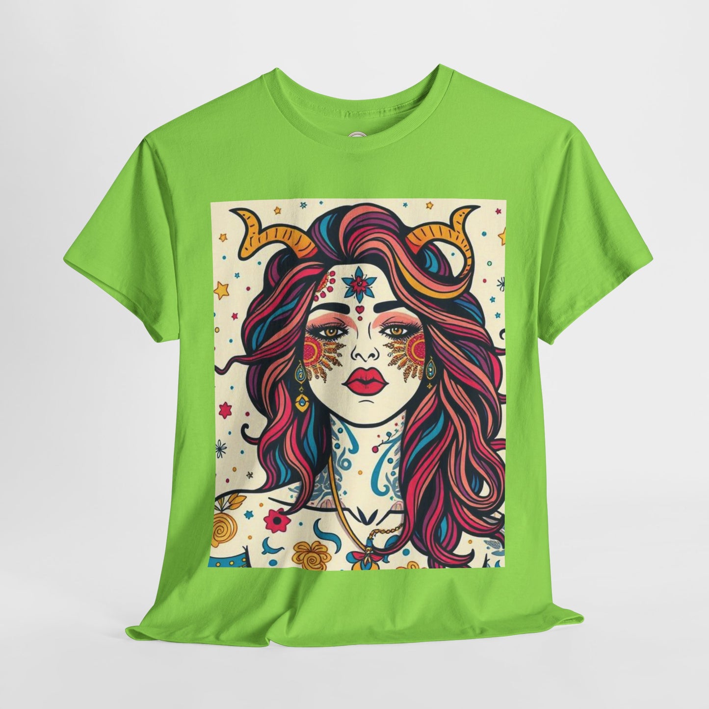 Unisex Heavy Cotton T-Shirt, Virgo, Zodiac v3, Sexy Art