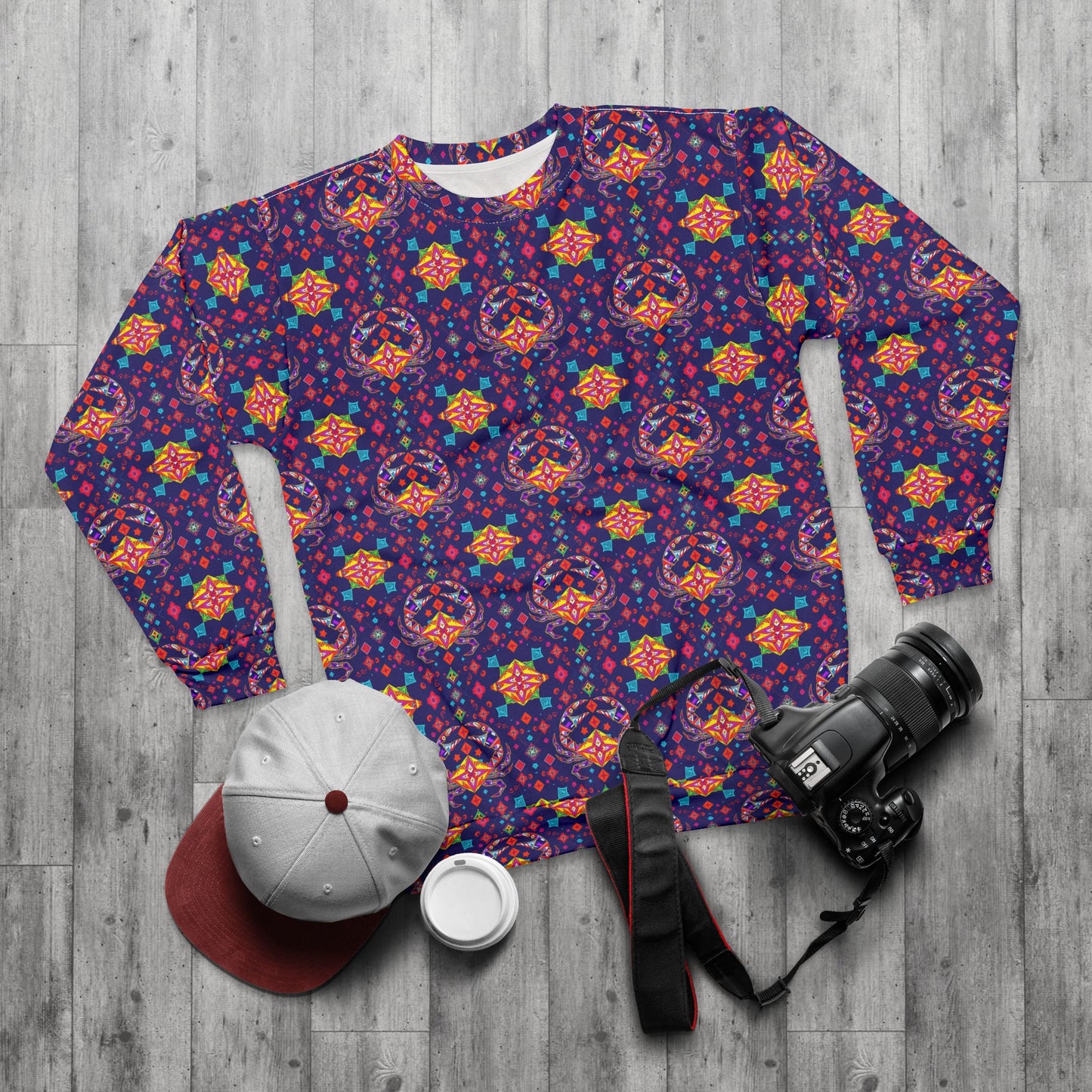 Unisex Sweatshirt (AOP), Cancer, Zodiac v2, Jewel Pattern