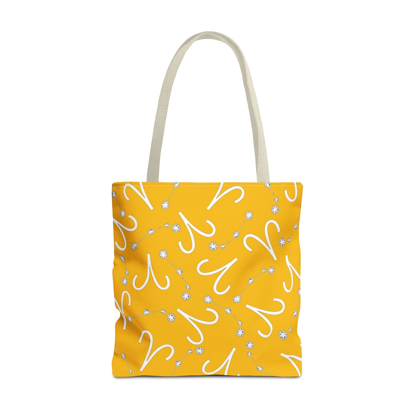 Tote Bag, Aries Zodiac Sign, AOP, (Yellow, White)