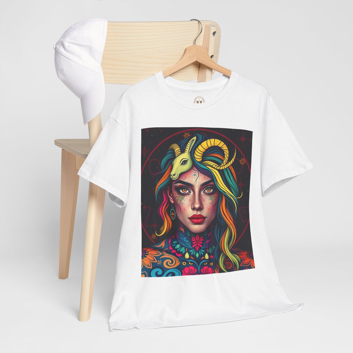 Unisex Heavy Cotton T-Shirt, Capricorn, Zodiac v2, Sexy Art