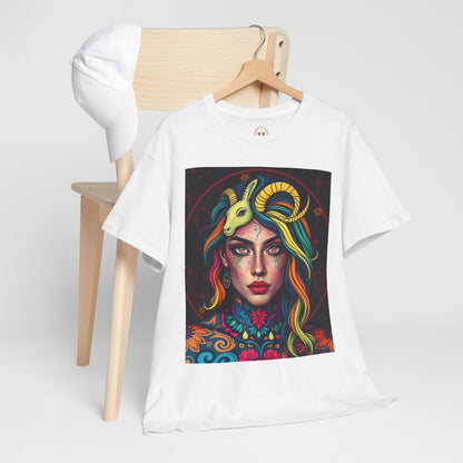 Unisex Heavy Cotton T-Shirt, Capricorn, Zodiac v2, Sexy Art