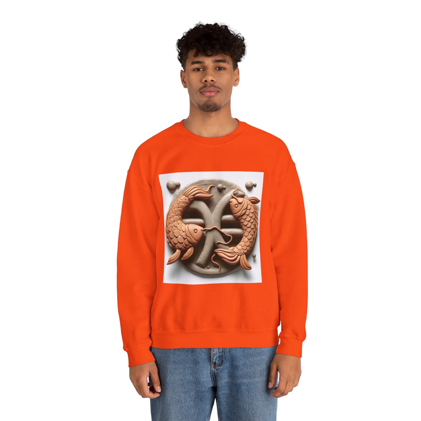 Unisex Heavy Blend™ Crewneck Sweatshirt,Two Fishes  Pisces Zodiac Design