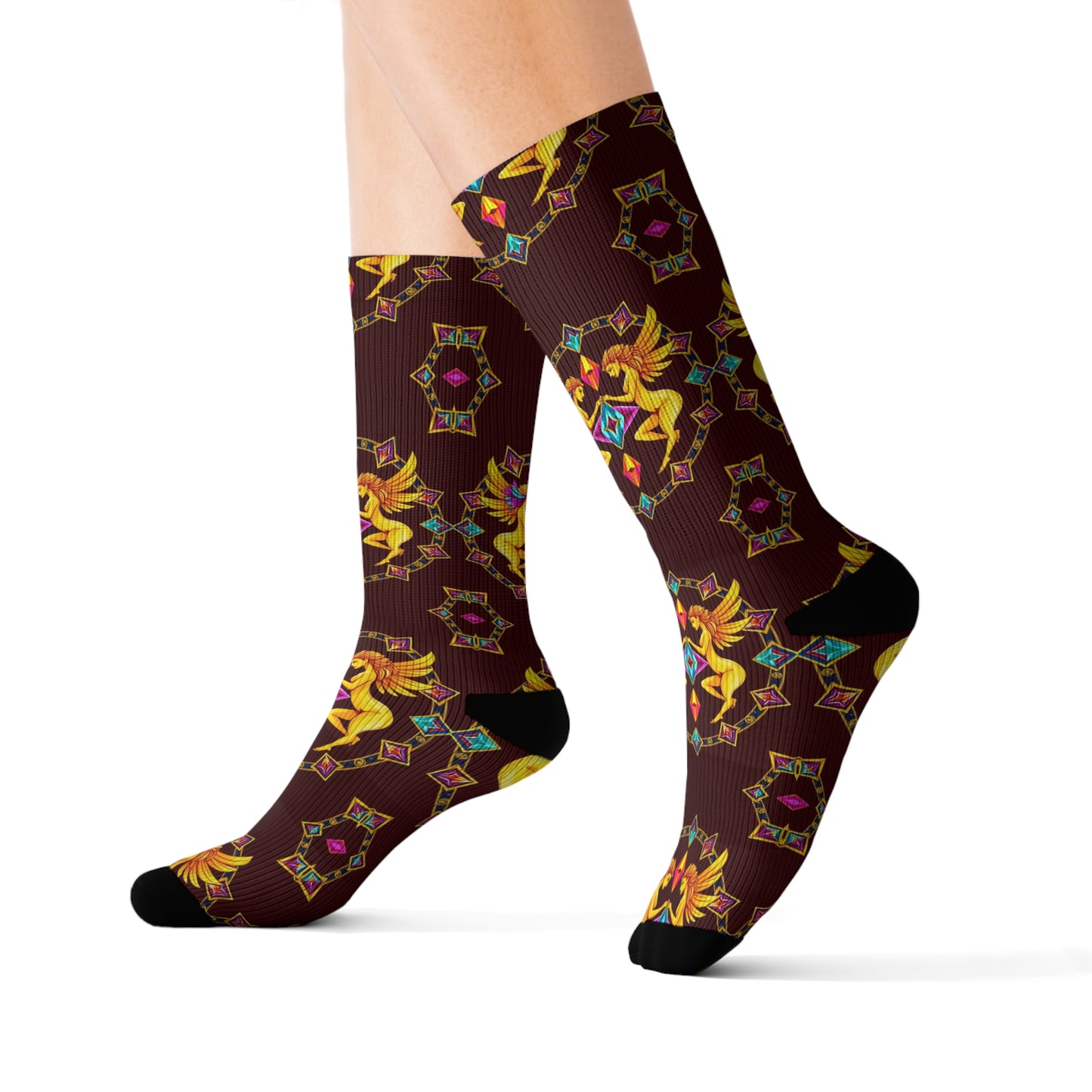 Sublimation Socks, Gemini, Zodiac v1, Jewel Pattern