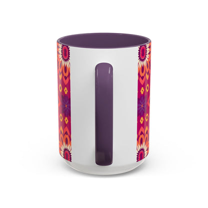 Accent Coffee Mug, Gemini, Zodiac v1, Flower Pattern, (11, 15oz)
