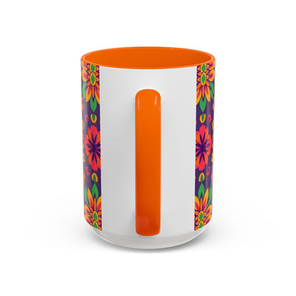 Accent Coffee Mug, Aquarius, Zodiac v2, Flower Pattern, (11, 15oz)