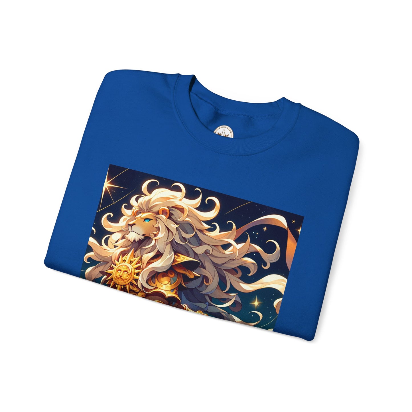 Unisex Heavy Blend™ Crewneck Sweatshirt,Cool Lion with White Hair, Leo Zodiac Design