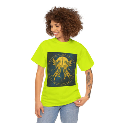 Unisex Heavy Cotton T-Shirt, Space Angel Twins v4, Gemini Zodiac Design