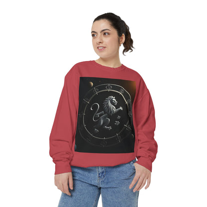 Garment-Dyed Sweatshirt, Unisex, Space Animal Design, Leo