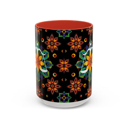 Accent Coffee Mug, Libra, Zodiac v4, Flower Pattern, (11, 15oz)