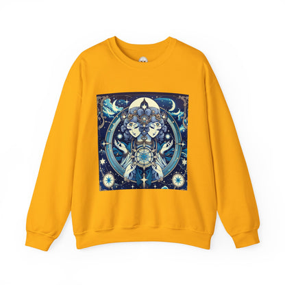 Unisex Heavy Blend™ Crewneck Sweatshirt,Twin Body, Gemini Zodiac Design