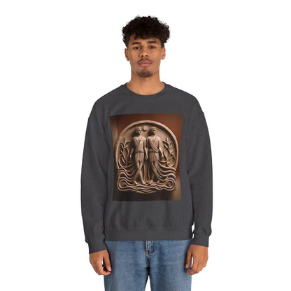 Unisex Heavy Blend™ Crewneck Sweatshirt, Stone Twins, Gemini Zodiac Design
