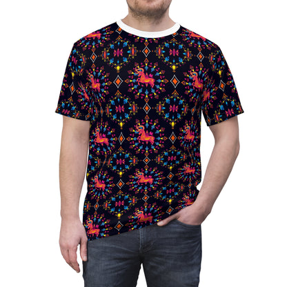 Unisex Cut & Sew T-Shirt, (AOP), Capricorn, Zodiac v3, Jewels Pattern