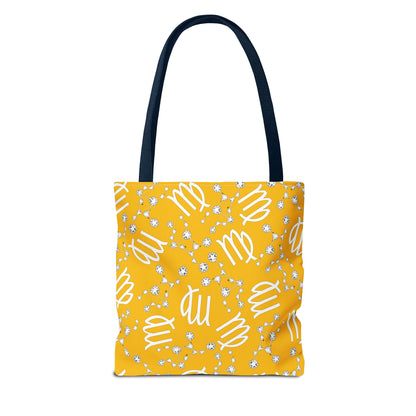 Tote Bag, Virgo Zodiac Sign, AOP, (Yellow White)