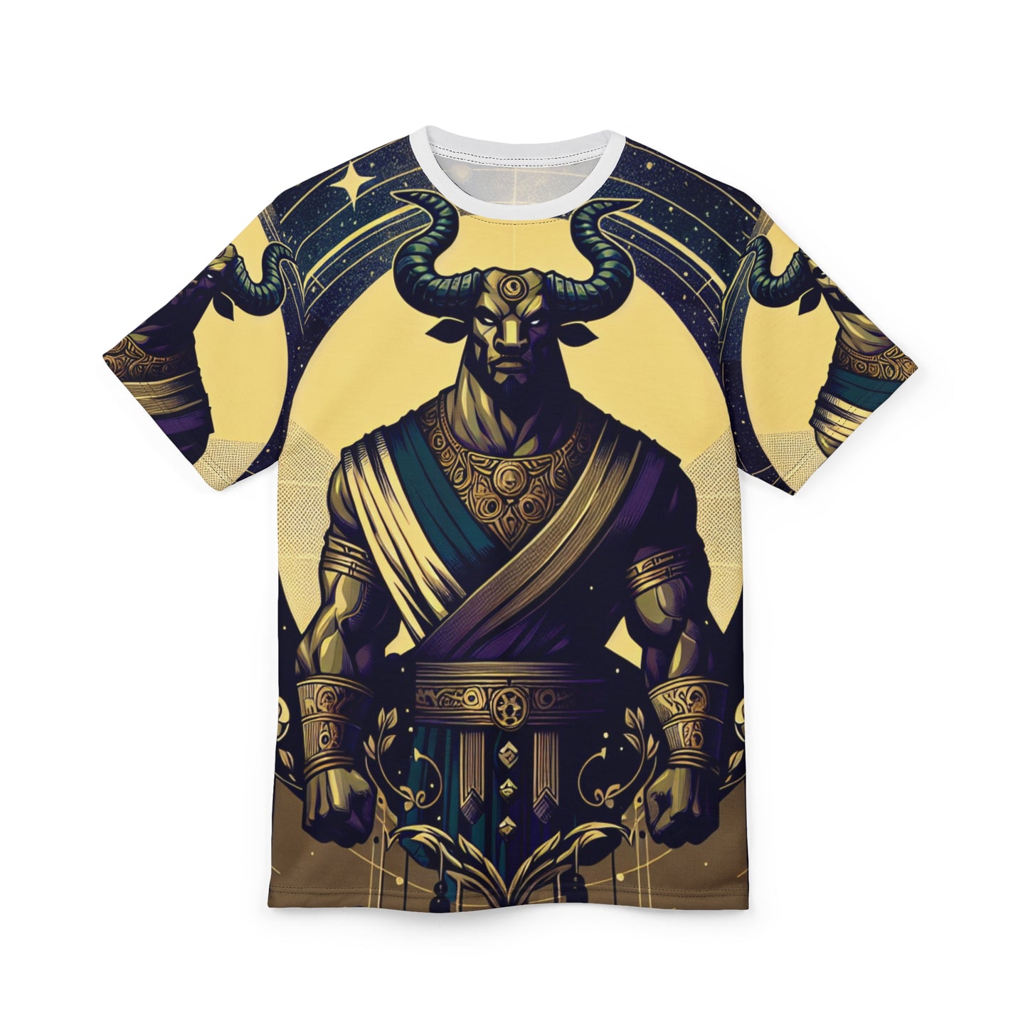 Unisex Cut & Sew T-Shirt (AOP), Minotaur, Taurus Zodiac Design, Regular fit, 100% Polyester