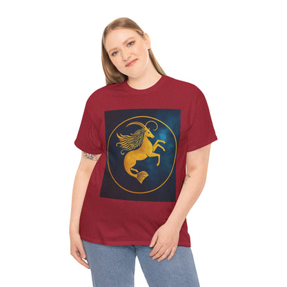 Unisex Heavy Cotton T-Shirt, Capricorn Animal v3, Symbol, Zodiac Design