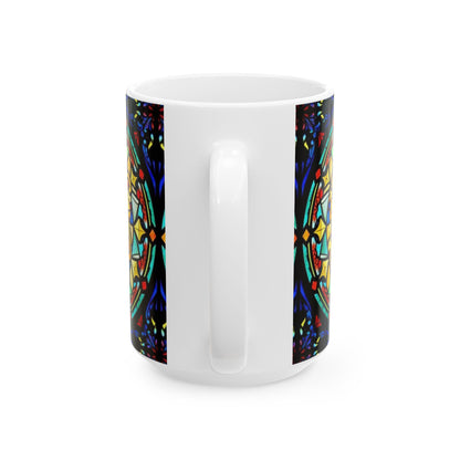 Ceramic Mug, (11oz, 15oz), Glass Design v1, AOP, Leo Zodiac Sign
