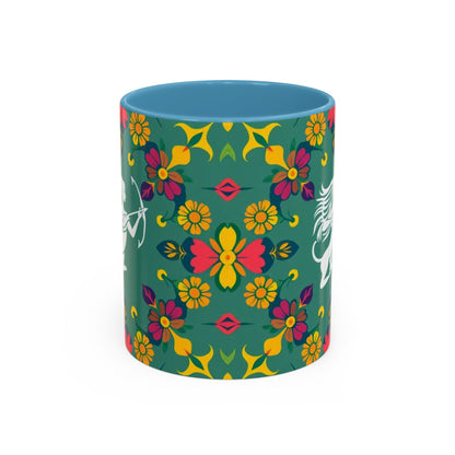 Accent Coffee Mug, Sagittarius, Zodiac. Flower Pattern, (11, 15oz)