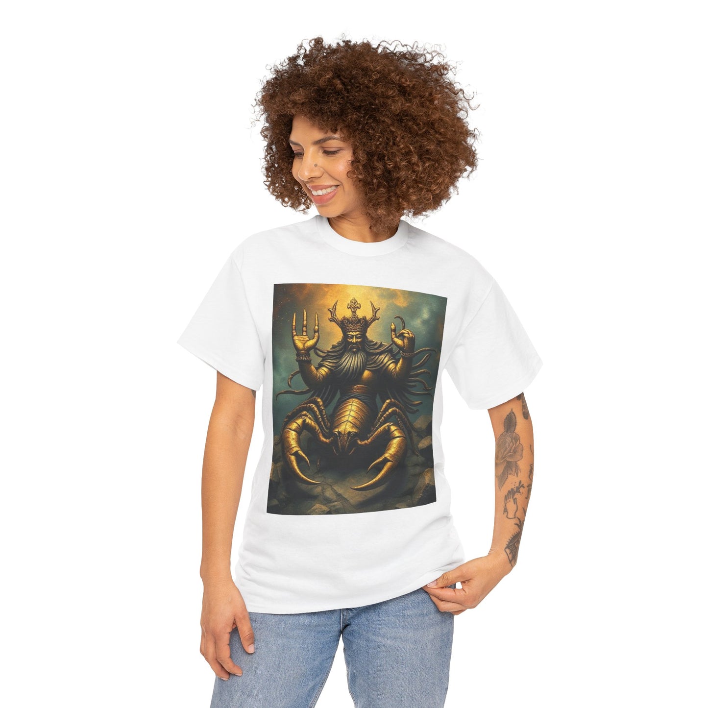 Unisex Heavy Cotton T-Shirt, Desert Scorpio King, Zodiac Design