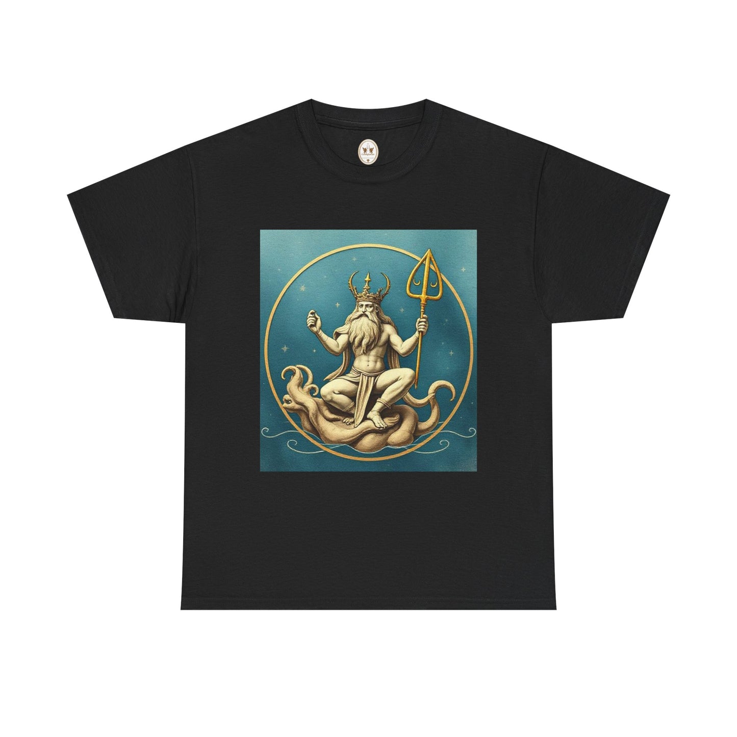 Unisex Heavy Cotton T-Shirt, Aquarius God 2v, Zodiac Design