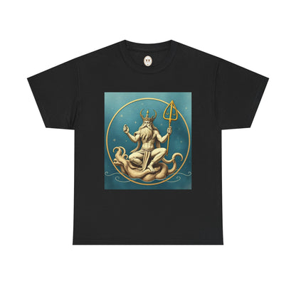Unisex Heavy Cotton T-Shirt, Aquarius God 2v, Zodiac Design